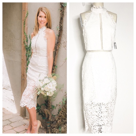 Lulus Divine Destiny White Lace Midi Dress NEW - Picture 3 of 10